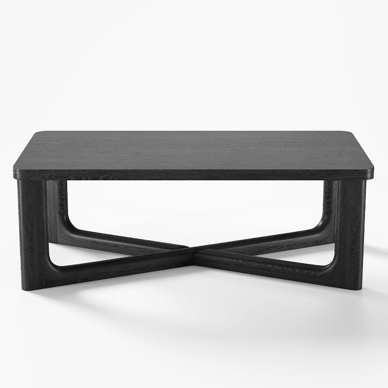 Modern Coffee Table Farmhouse Solid Wood Coffee Table with Cross Sturdy Legs Center Table for Home Office Living Room