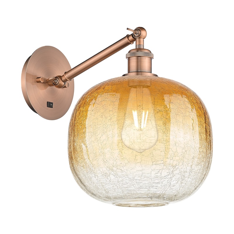 Innovations Lighting 317-1W-12-11 Brookhaven Sphere Sconce Brookhaven - Antique Copper / Amber