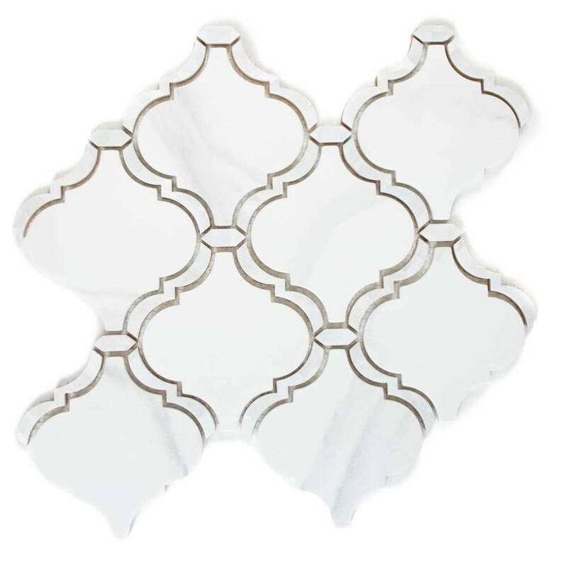 Tahitian Pearl 14in x 14.5in Glass Mosaic Backsplash Wall Tile - White - 4 x 4 Sample