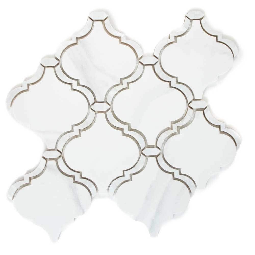 Tahitian Pearl 14x14.5 Satin Glass Arabesque Mosaic Tile - Wall & Backsplash
