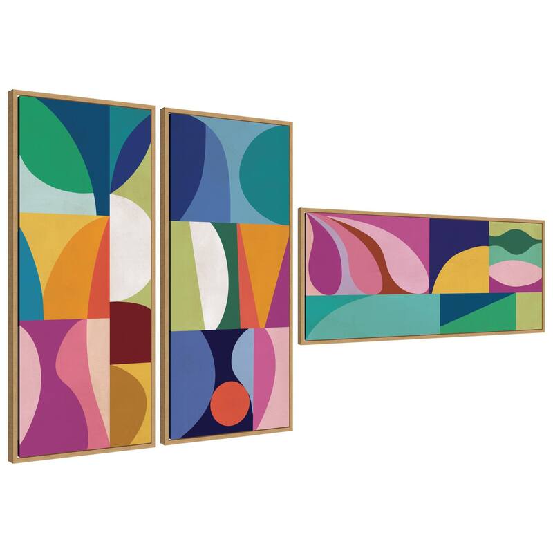 Kate and Laurel Abstract Panels 3 Piece Framed Canvas Wall Art Set by Rachel Lee - 3 Piece Set 18x40