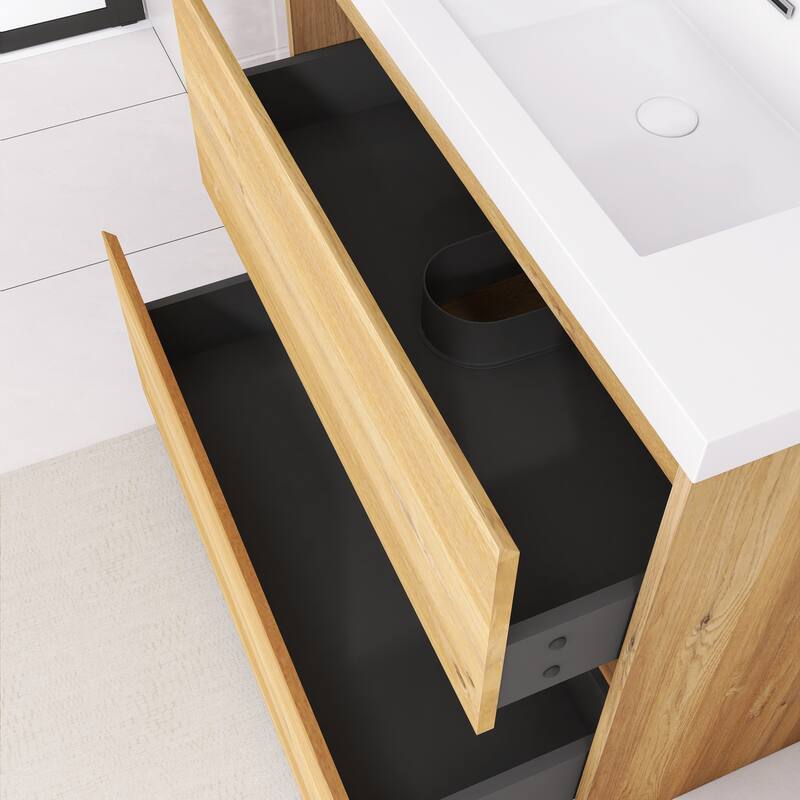 Floating Bathroom Vanity with Integrated Resin Top
