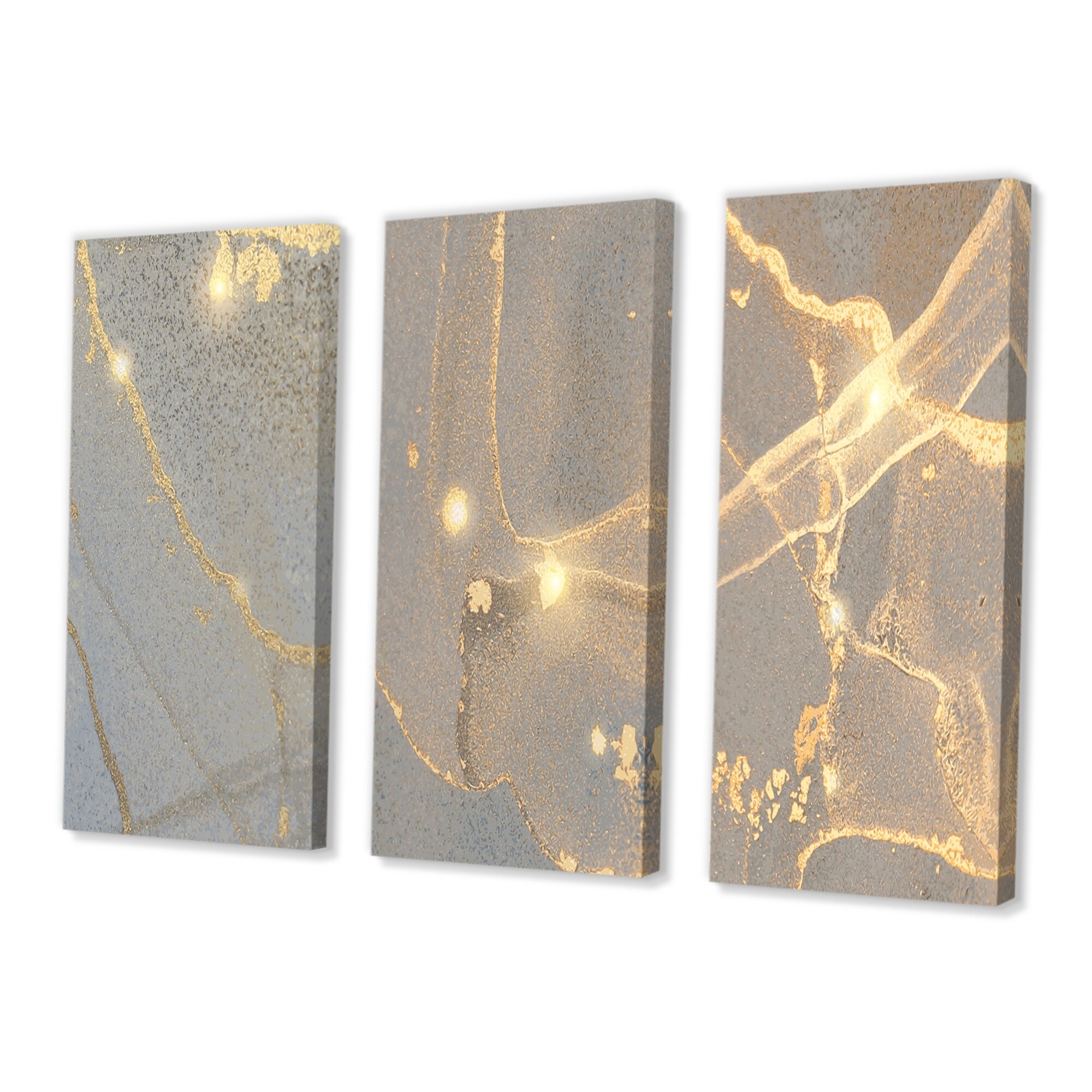 Designart Grey Marble Liquid Art I Glam 3-Piece Wall Art Set-image