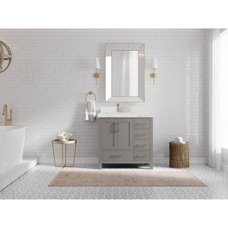 Willow Collections 36 in. W x 22 in. D Malibu Left Offset Sink Bathroom Vanity with Countertop