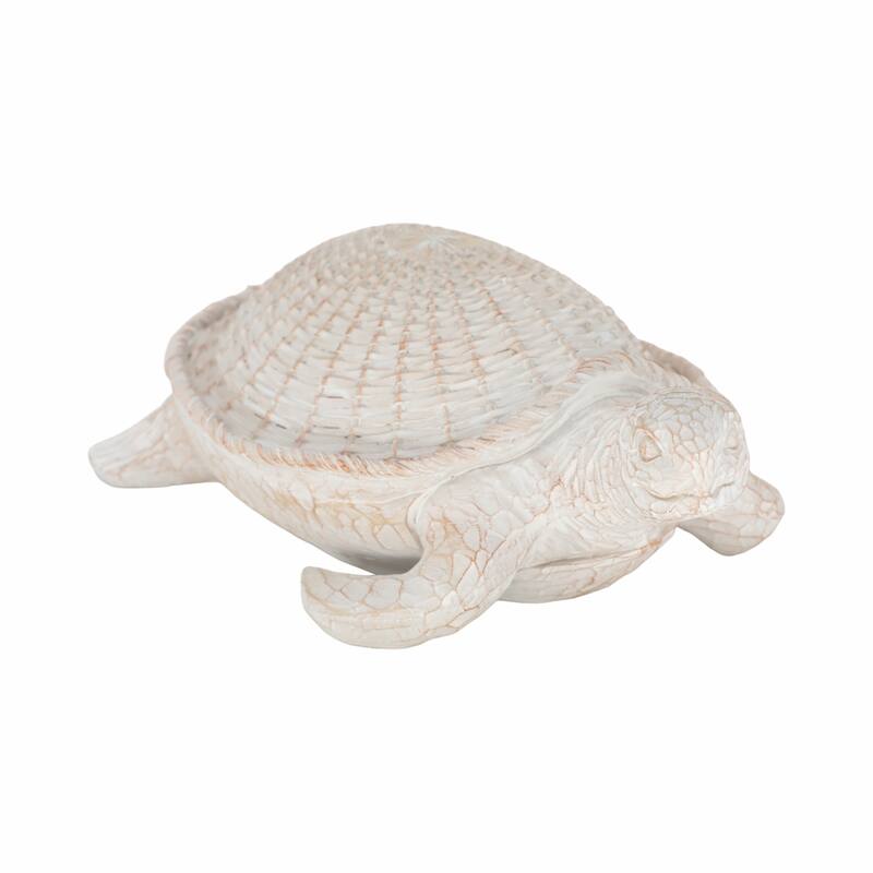 Resin Coastal Style Sea Turtle Sculpture with Woven Shell Texture