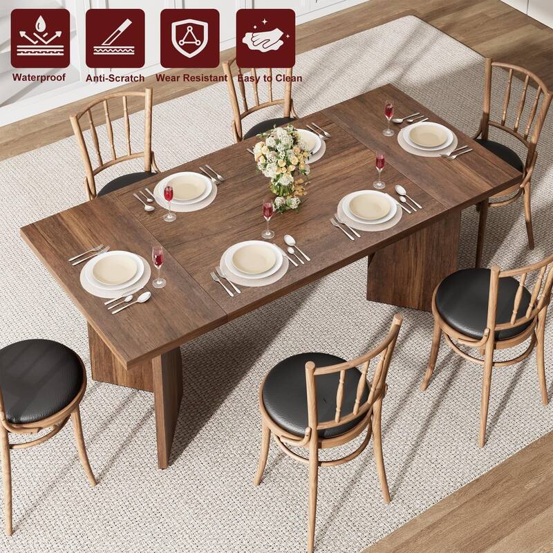 70.9'' Dining Table for 6, with Sturdy Frame and V Leg