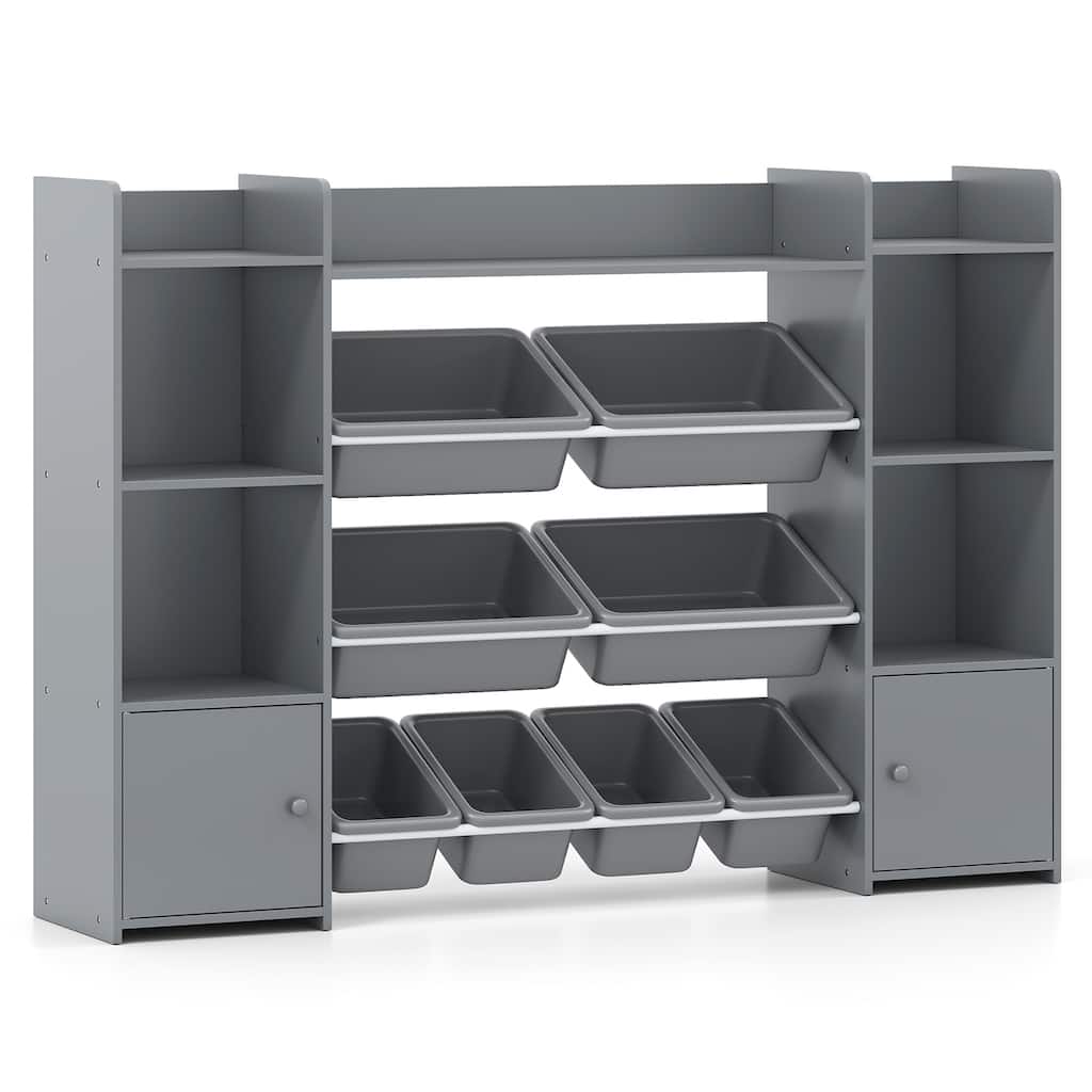 56" Kids Storage Shelf with 8 Removable Bins Rounded and Corners Anti-Tip Design - 56" x 12" x 39"
