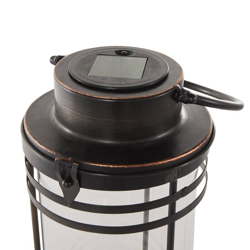 Metal Candle Lantern with Round Circle Lines - Black - Roche River Decor