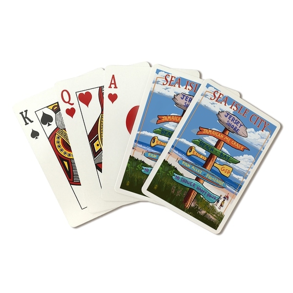 Sea Isle City, NJ - Dest Sign - LP Artwork (Poker Playing Cards Deck)