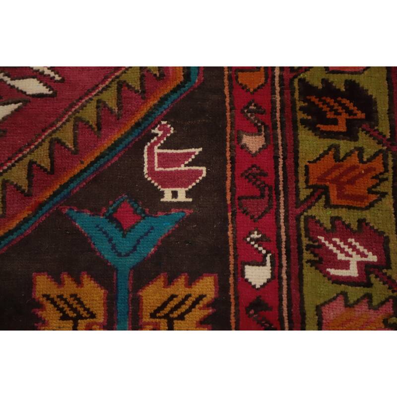 Hand Knotted Oriental 100% Wool Carpet Traditional Tribal Pink Ardebil Runner Rug - 10' 4'' X 3' 11''
