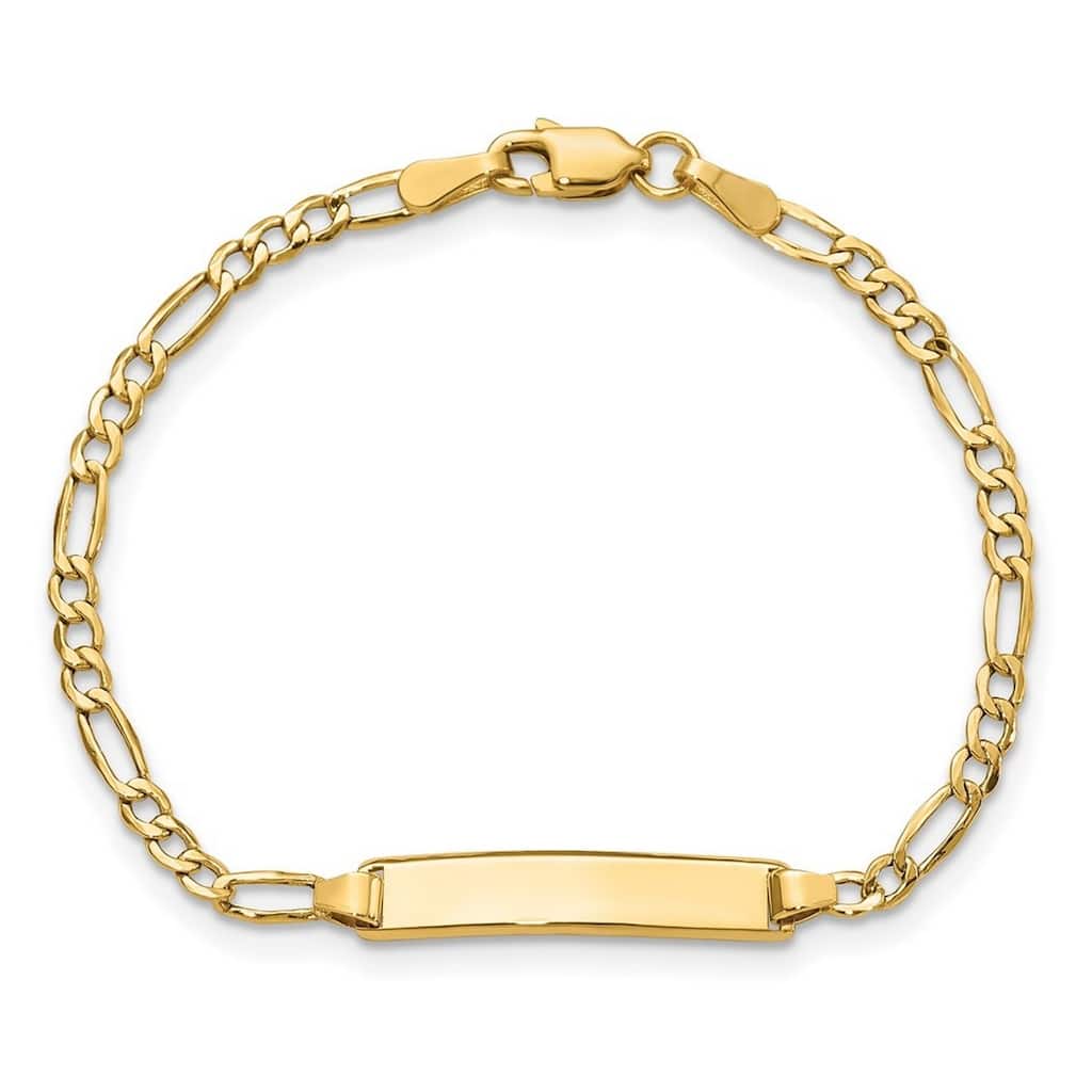 Curata 10k Yellow Gold 4.44mm Engravable Semi solid Figaro Link ID Bracelet - 7" or 8"