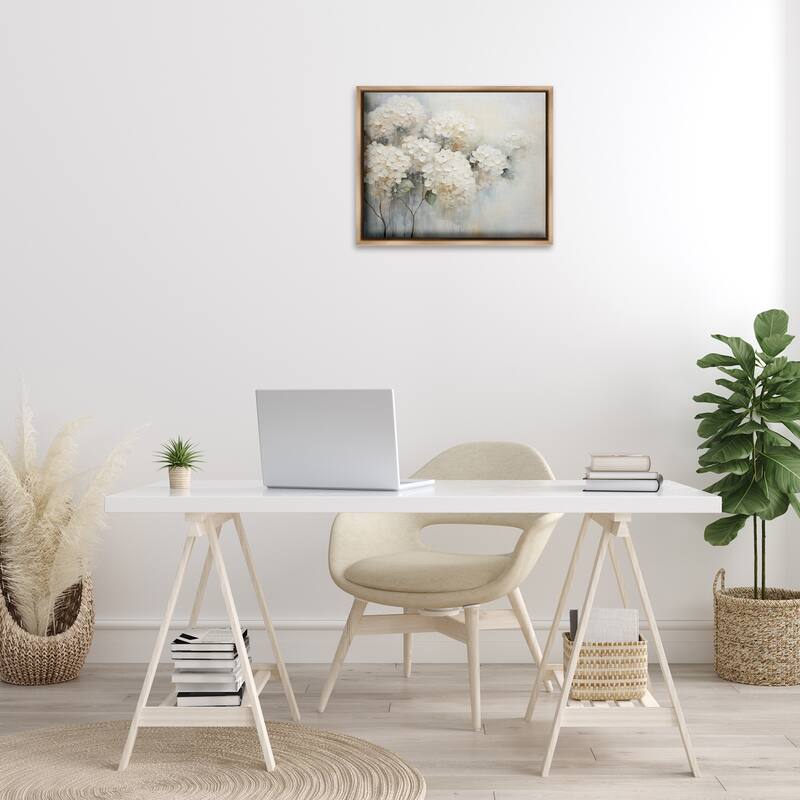 Stupell Subtle Fading White Hydrangeas Framed Floater Canvas Wall Art Design By Arlington Prints
