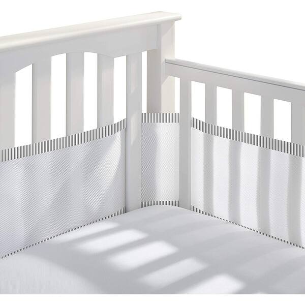 slide 2 of 5, BreathableBaby Breathable Mesh Crib Liner, Classic Collection White w/Charcoal Seersucker