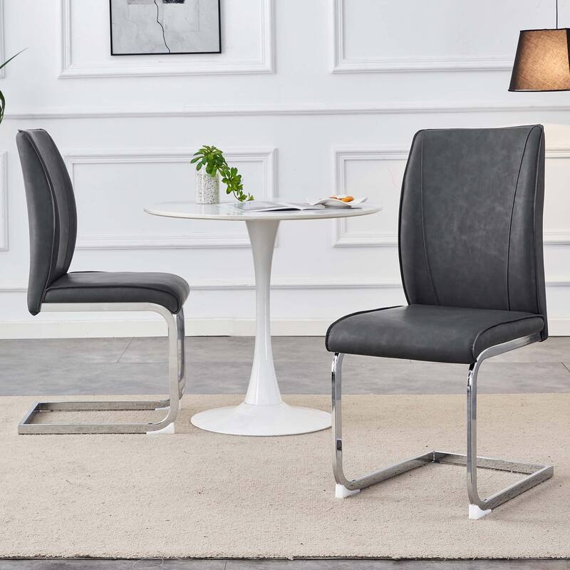 Set of 2 PU Material High Resilience Dining Chair
