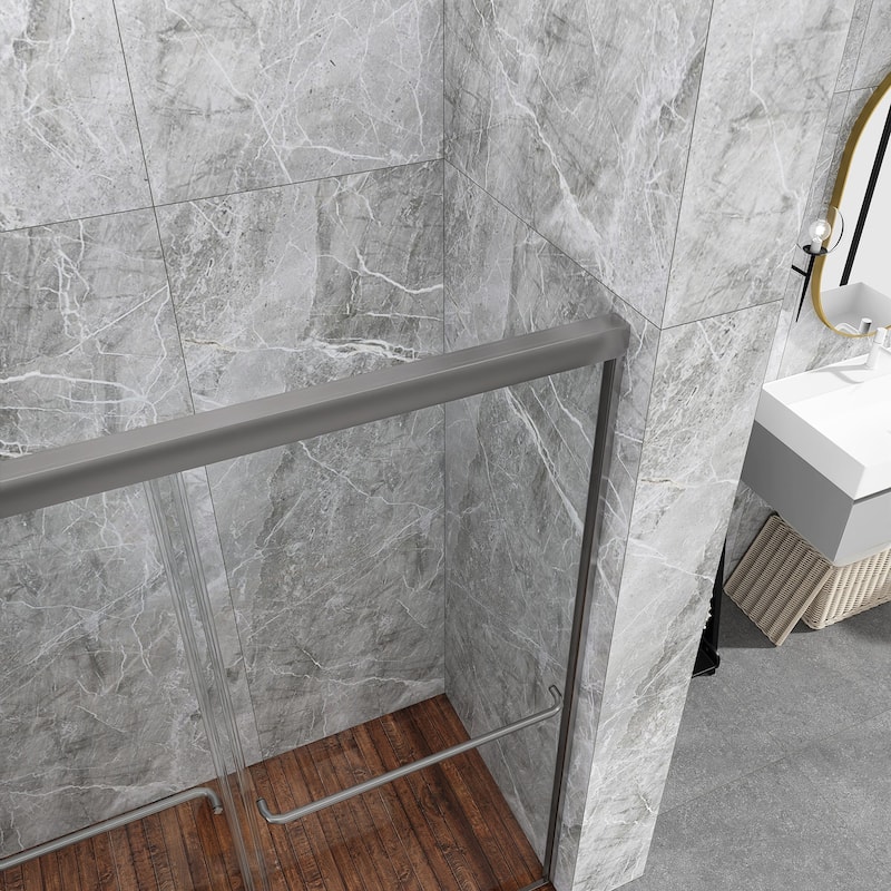 48/54/60 Inch Double Sliding Framed Shower Door with Clear Tempered Glass