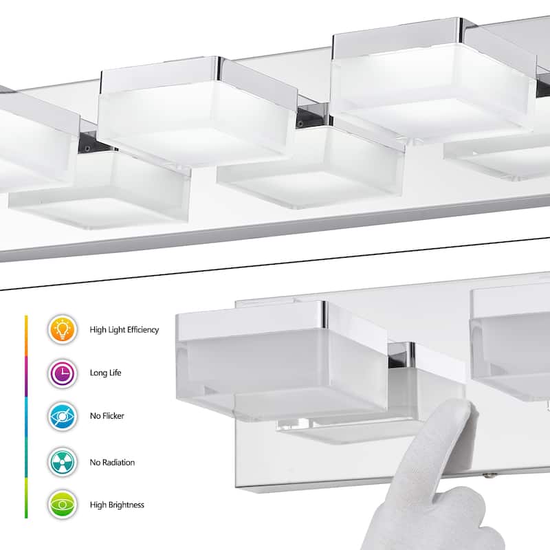 Modern LED Vanity Light, 4-Lights Wall Sconce for Bathroom and Mirror, Sleek Minimalist Design, Energy-Efficient