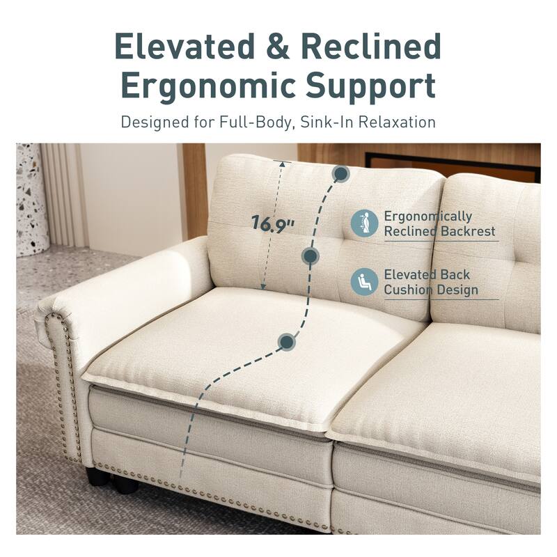 MASION ARTS 3-Piece Modular Sectional Sofa, Oversized Cloud Couch with Armchairs/Loveseats, Deep Seat Sofa (5–7 Seats)