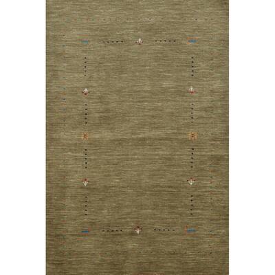 Hand Knotted Oriental 100% Wool Carpet Tribal Tribal Green Gabbeh Area Rug - 5' 0'' X 3' 2''