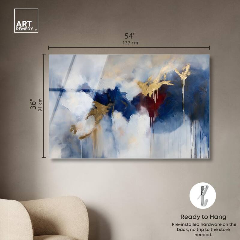 Eclipse of Gold and Blue Acrylic by Art Remedy, Ready to Hang