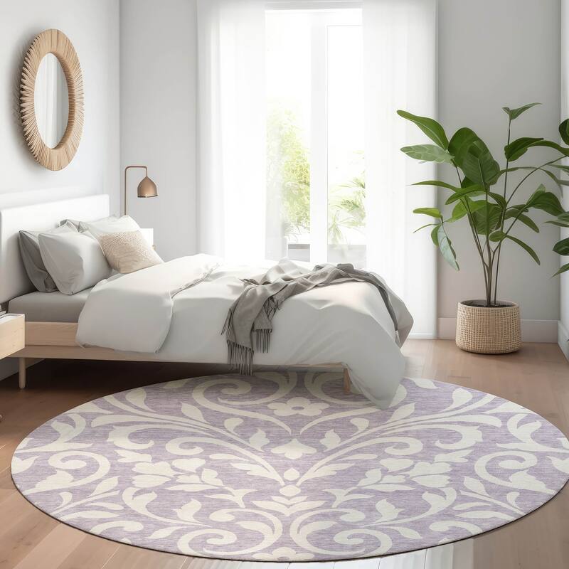 Premium Washable Super Soft Floral Chic Mayfield Rug - Lavender - 8' x 8'