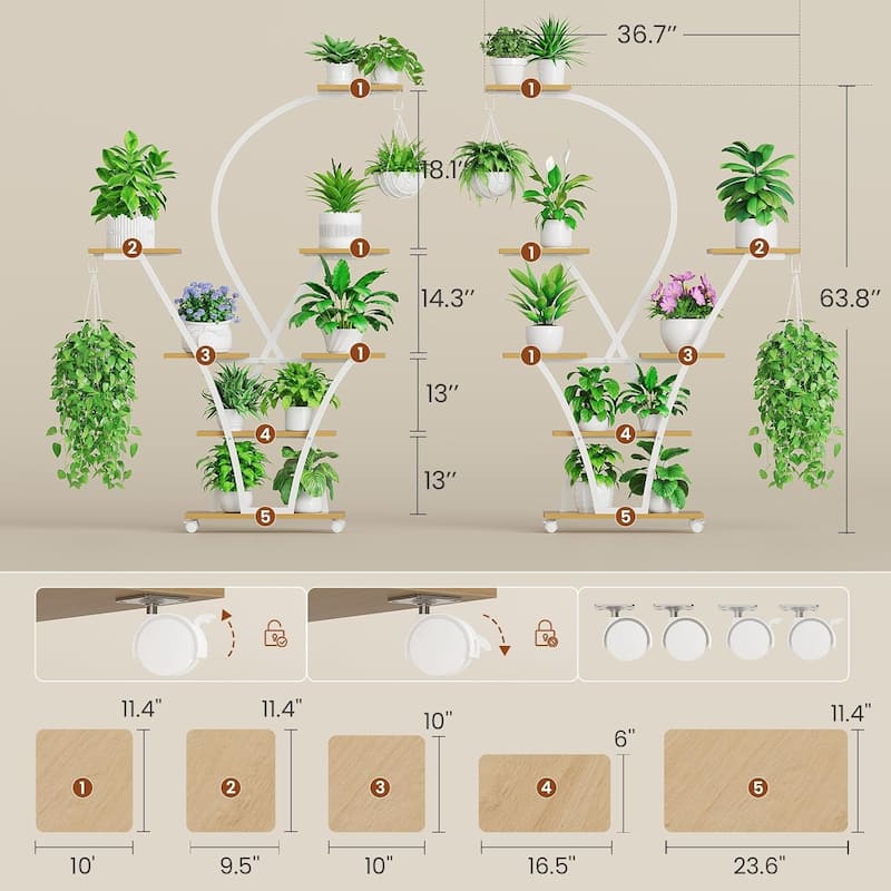 Plant Stand with Grow Light Plant Rack with Wheels Display Shelves