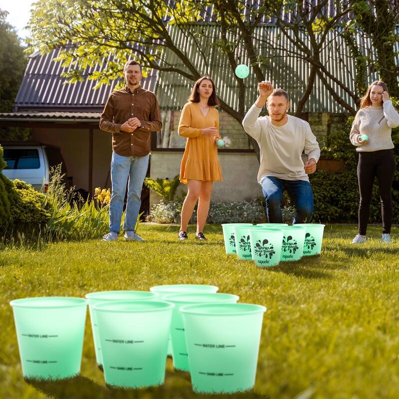 ROPODA Giant Yard Pong,Yard Games with Durable Buckets and Balls, Glow in The Dark - Large