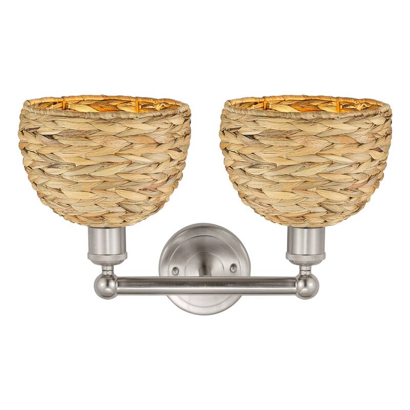 Innovations Lighting Endless Possibilities Edison - Woven Rattan - 2 Light 17" Bath Vanity Light