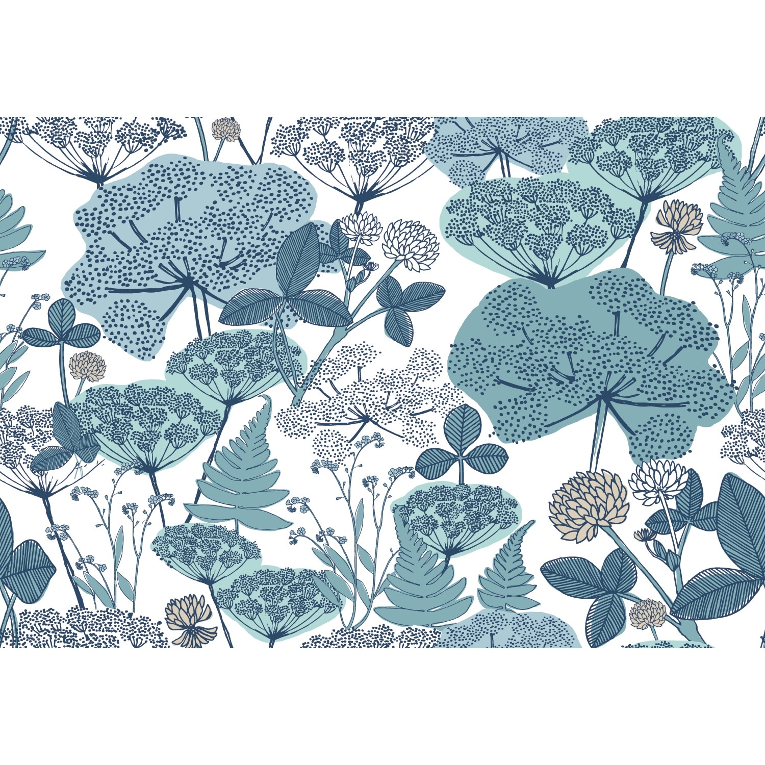 Finlayson Blue & White Niittypolku Peel and Stick Wallpaper