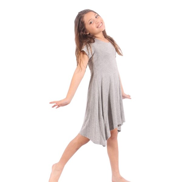 Shop Lori&Jane Girls Light Gray Solid Color Short Sleeved Trendy Tunic