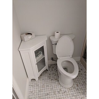 Classique White Corner Floor Cabinet by Elegant Home Fashions