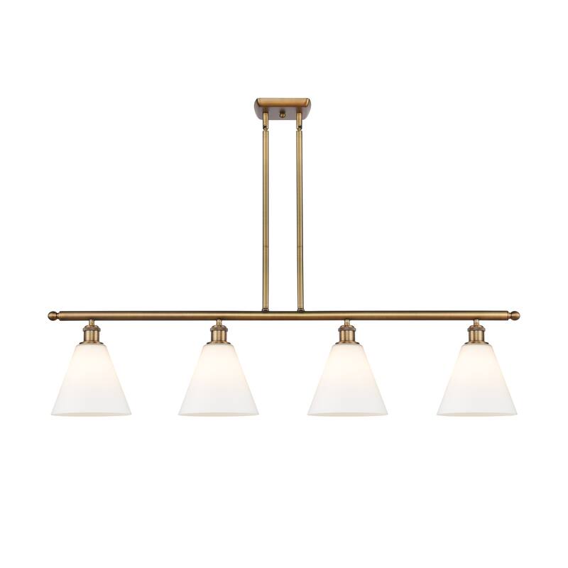 Innovations Lighting Berkshire - 4 Light 48" Stem Hung Island Light - Brushed Brass/Matte White