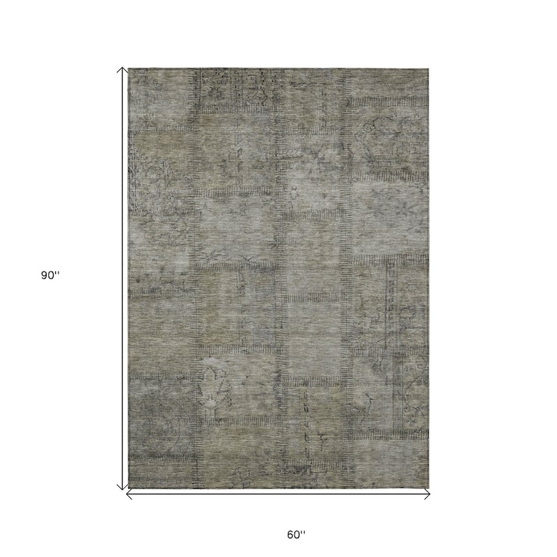 HomeRoots Patchwork Transitional Rectangle Outdoor Rug