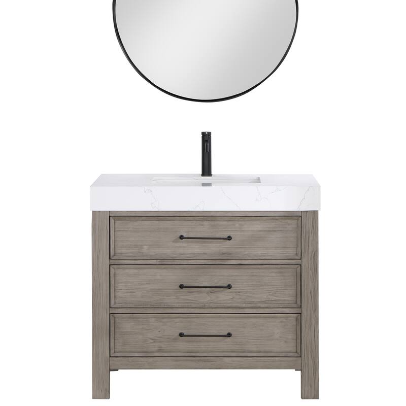 Leon 36 in. Single Bathroom Vanity with Composite Stone Top