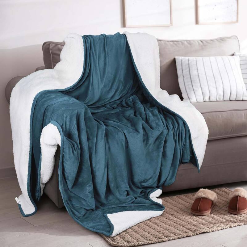 Linery & Co. Velvet Plush Reversible Sherpa Bed Blanket