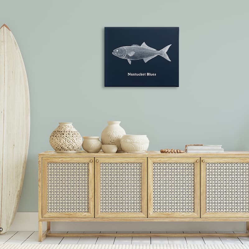 Stupell Nantucket Blues Fish Canvas Wall Art Design By Phillipa Katz