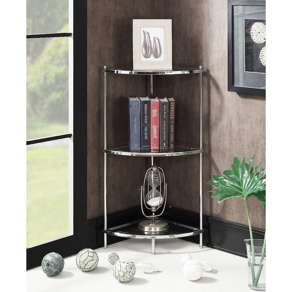 Convenience Concepts Royal Crest 3 Tier Glass Corner Shelf