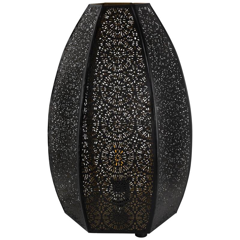 Laser-Cut Moroccan-Style Mandalas Iron Table Lamp - 15.75" - Black - 15.75