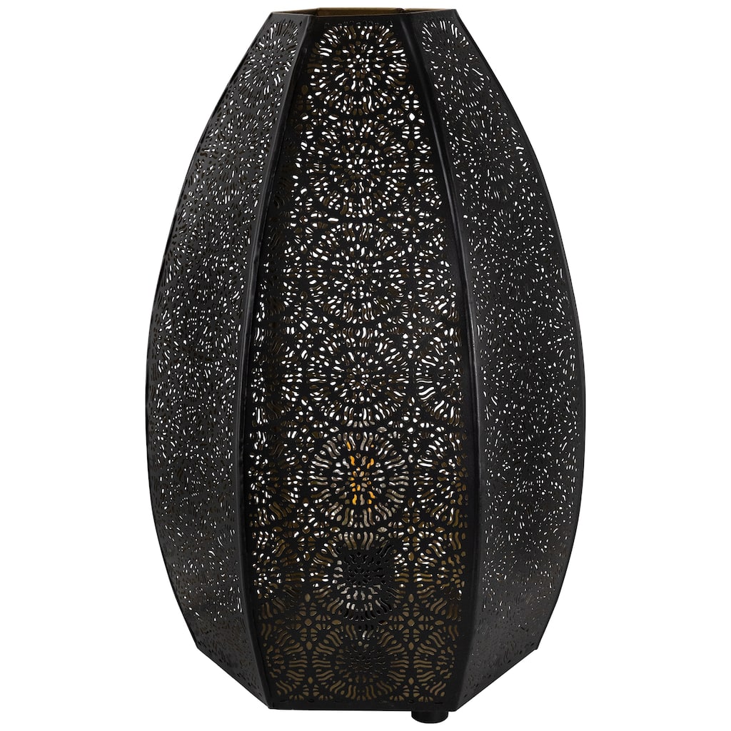 Laser-Cut Moroccan-Style Mandalas Iron Table Lamp - 15.75" - Black - 15.75