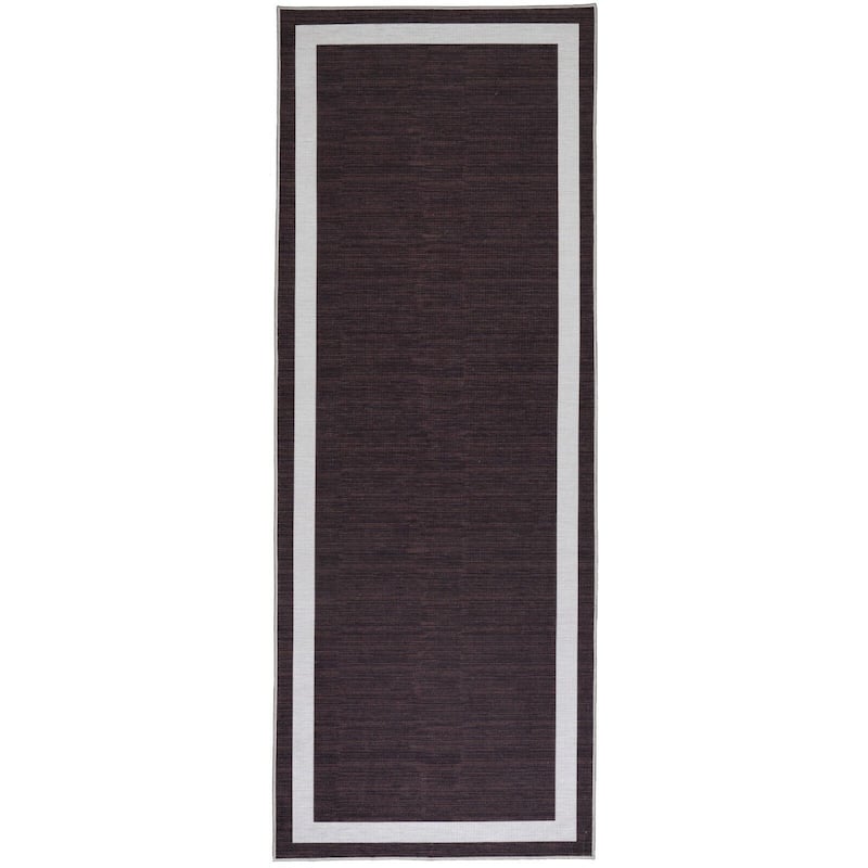 Machine Washable Area Rug With Non Slip Backing - Everest Geometric Modern Border Design