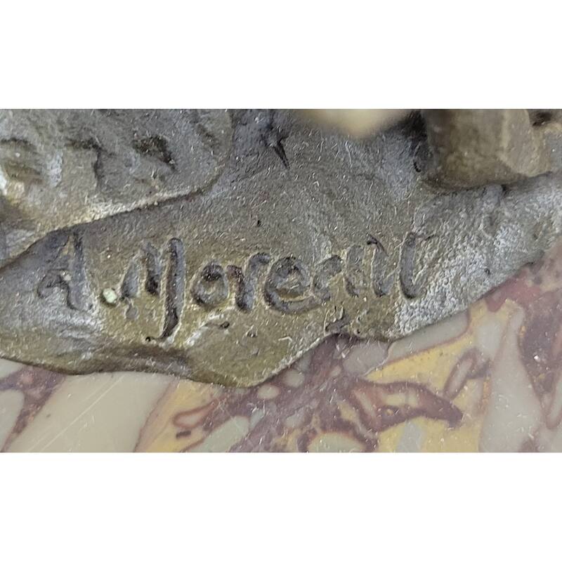 Figurative Bronze Marble French Clock Art Deco Sculpture Antique Reproduction Moreau