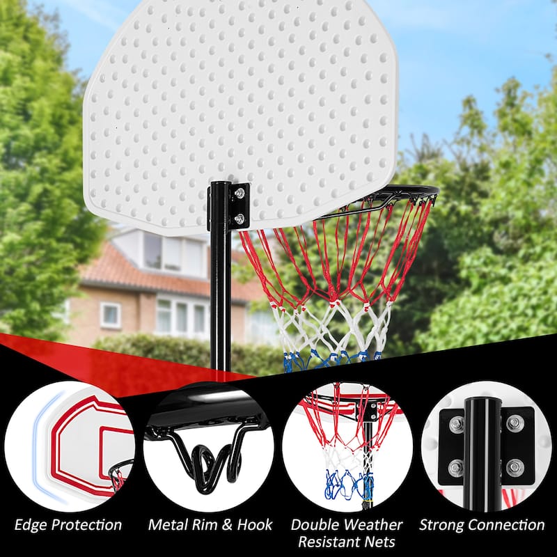 Portable Basketball Hoop Stand Height Adjustable Goal System W/2 Nets