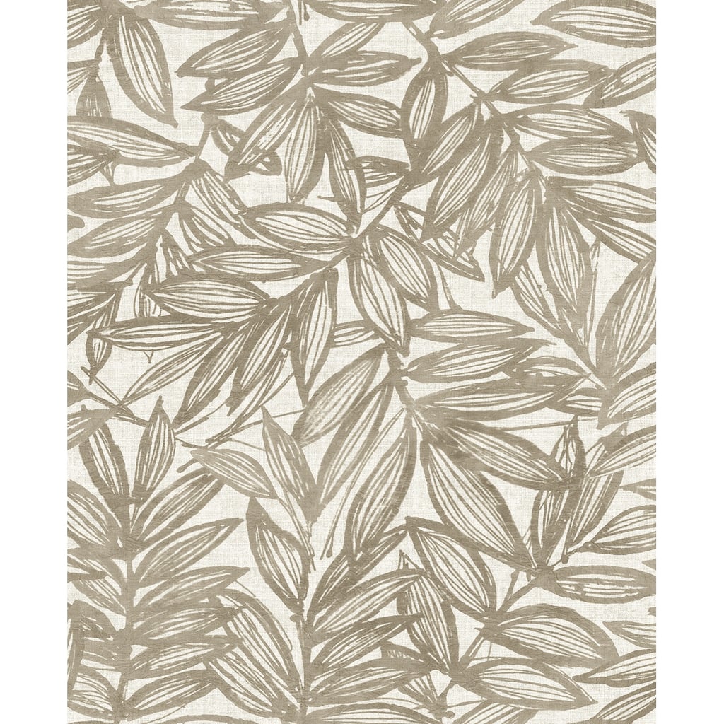 A-Street Prints Rhythmic Taupe Leaf Wallpaper