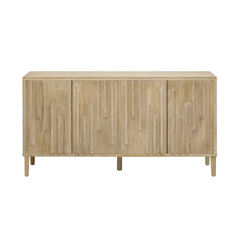 Farmhouse 59.8" Four Door Sideboard with Solid Ash Veneer Storage Buffet TV Stand