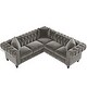 preview thumbnail 3 of 7, Modern Deep Button Tufted Velvet Upholstered Rolled Arm Classic Chesterfield L Shaped Sectional Sofa 3 Pillows Included-Grey