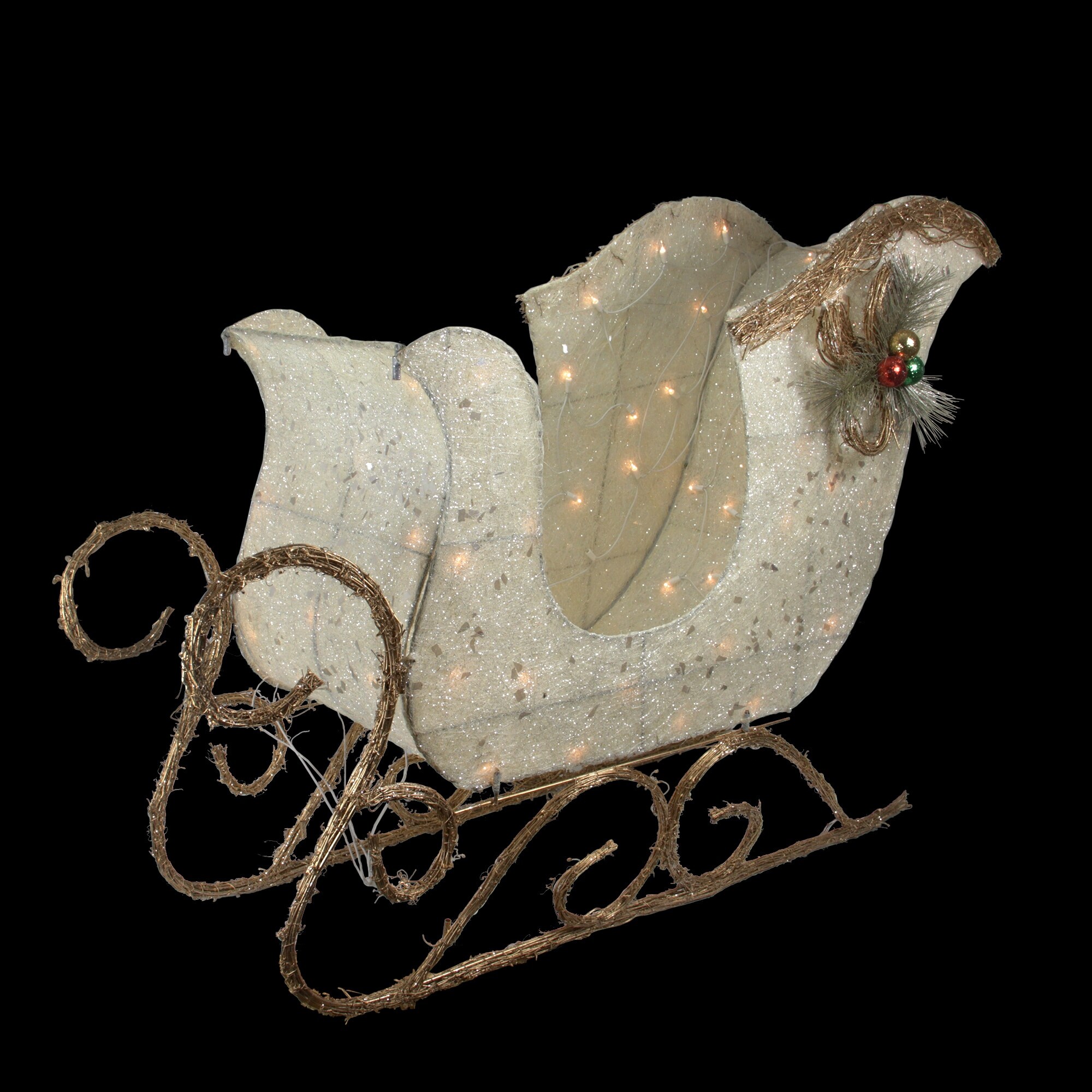 Shop 39 Ivory And Brown Sisal Sleigh Outdoor Christmas Decoration
