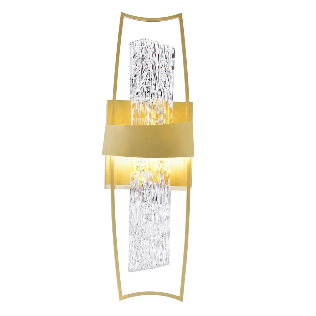 Guadiana Integrated LED 5in Satin Gold Wall Light with Handcrafted Glass - Satin Gold