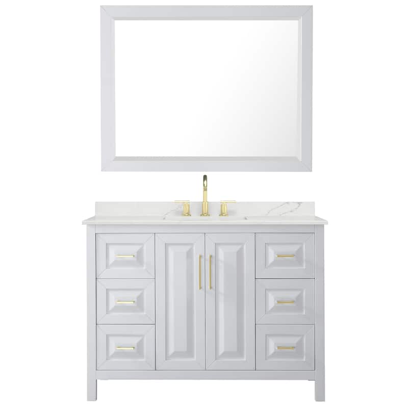Daria 48-inch Single Vanity, 3 Hole Quartz Top, 46-inch Mirror