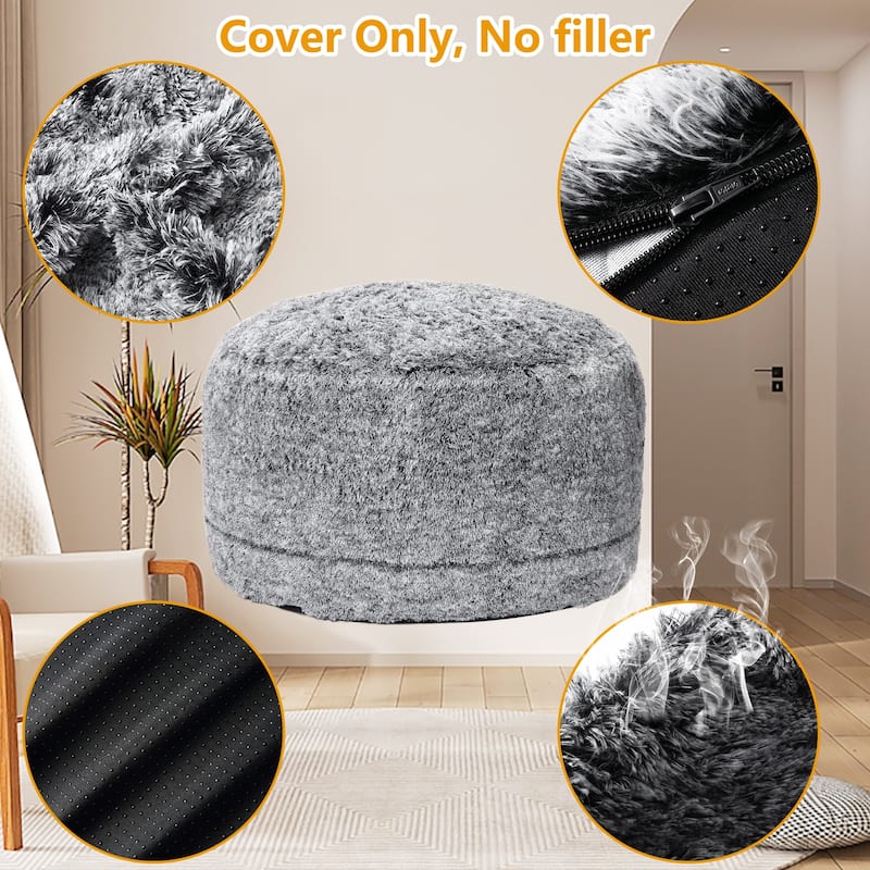 Fluffy Bean Bag Covers Only, Soft PV Velvet Bean Bag Chair Cover for Living Room Bedroom, No Filling