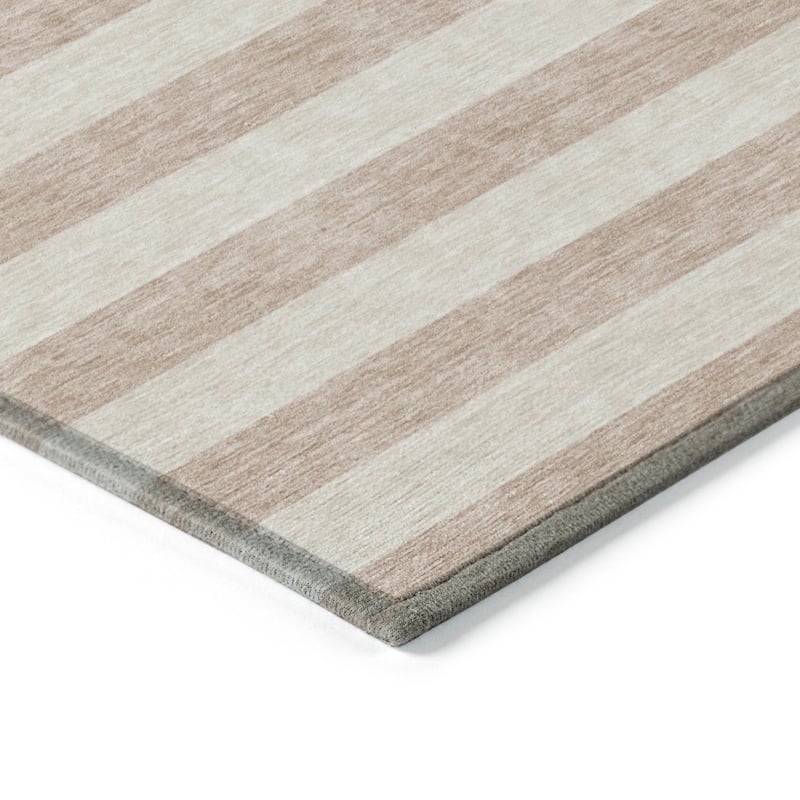 Machine Washable Indoor/ Outdoor Cabana Stripe Chantille Rug