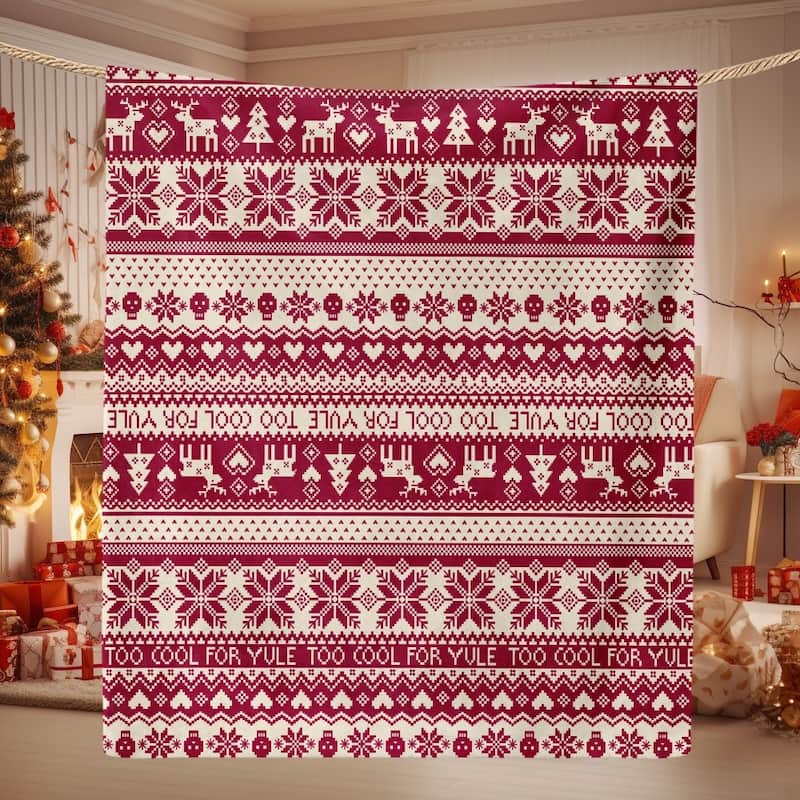 Christmas Striped Flannel Fleece Throw Blanket — Soft Holiday Blanket - Cream and Red - 30"x40"